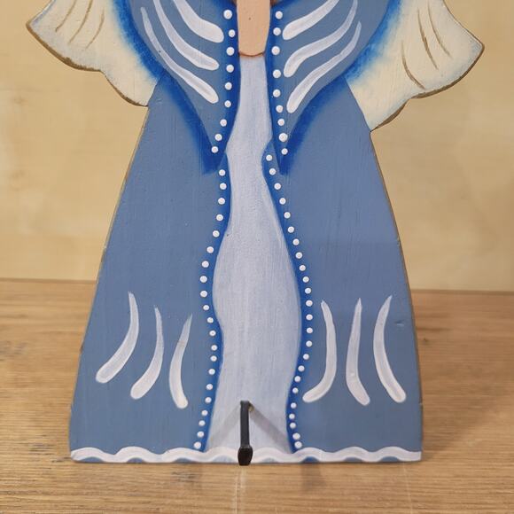Vtg Handmade Wood Angel Stocking Holder Square Cut Nail Hand Painted Christmas - Picture 6 of 8